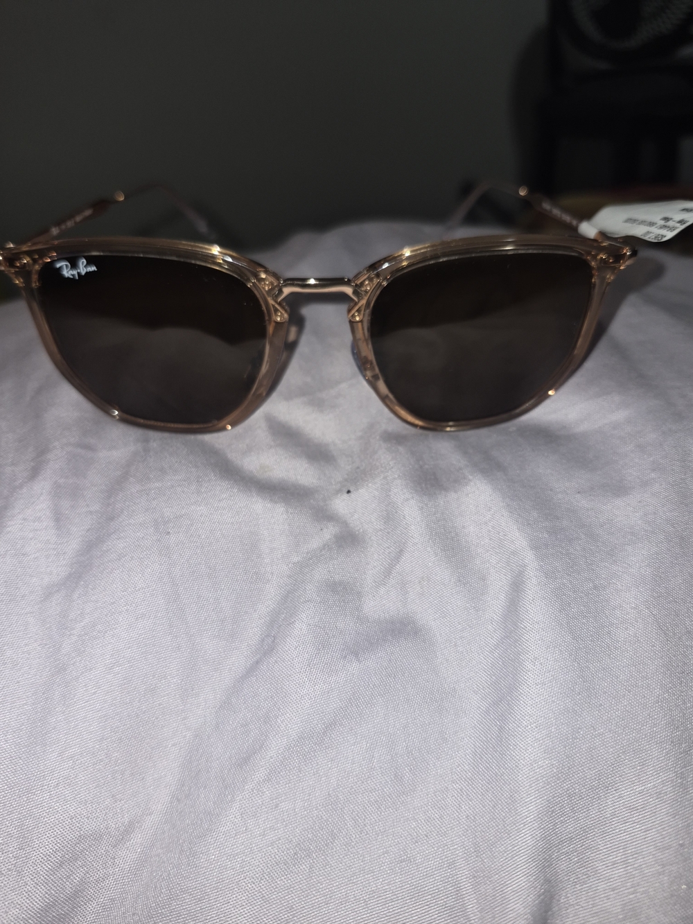 Ray-Ban Women's Clear Pink Frame Sunglasses with Brown Lenses